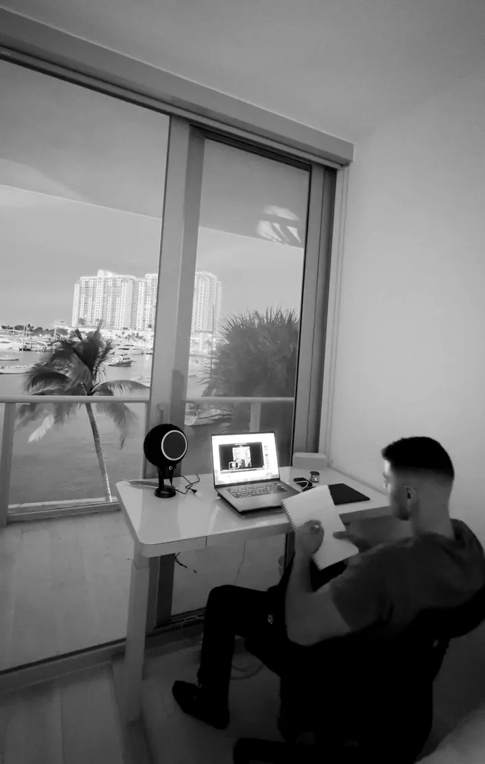 Sam Habib working on a client account